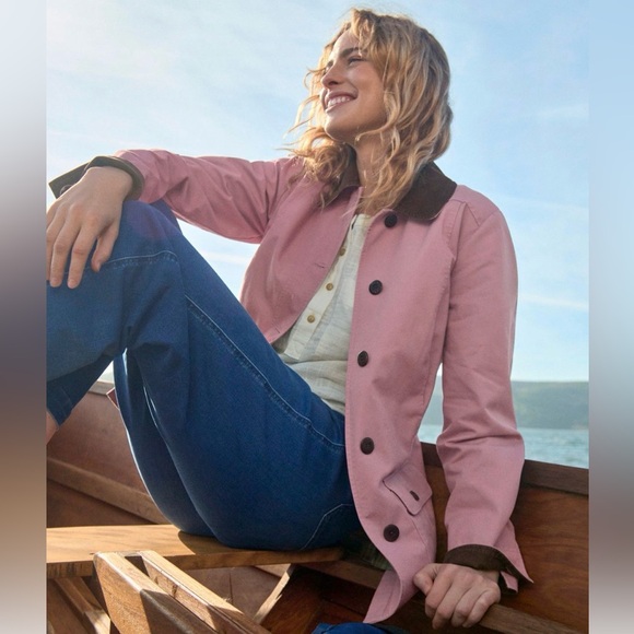L.L. Bean Jackets & Blazers - LL Bean Pink Barn Chore Jacket Coat Corduroy Collar Women's Size medium
